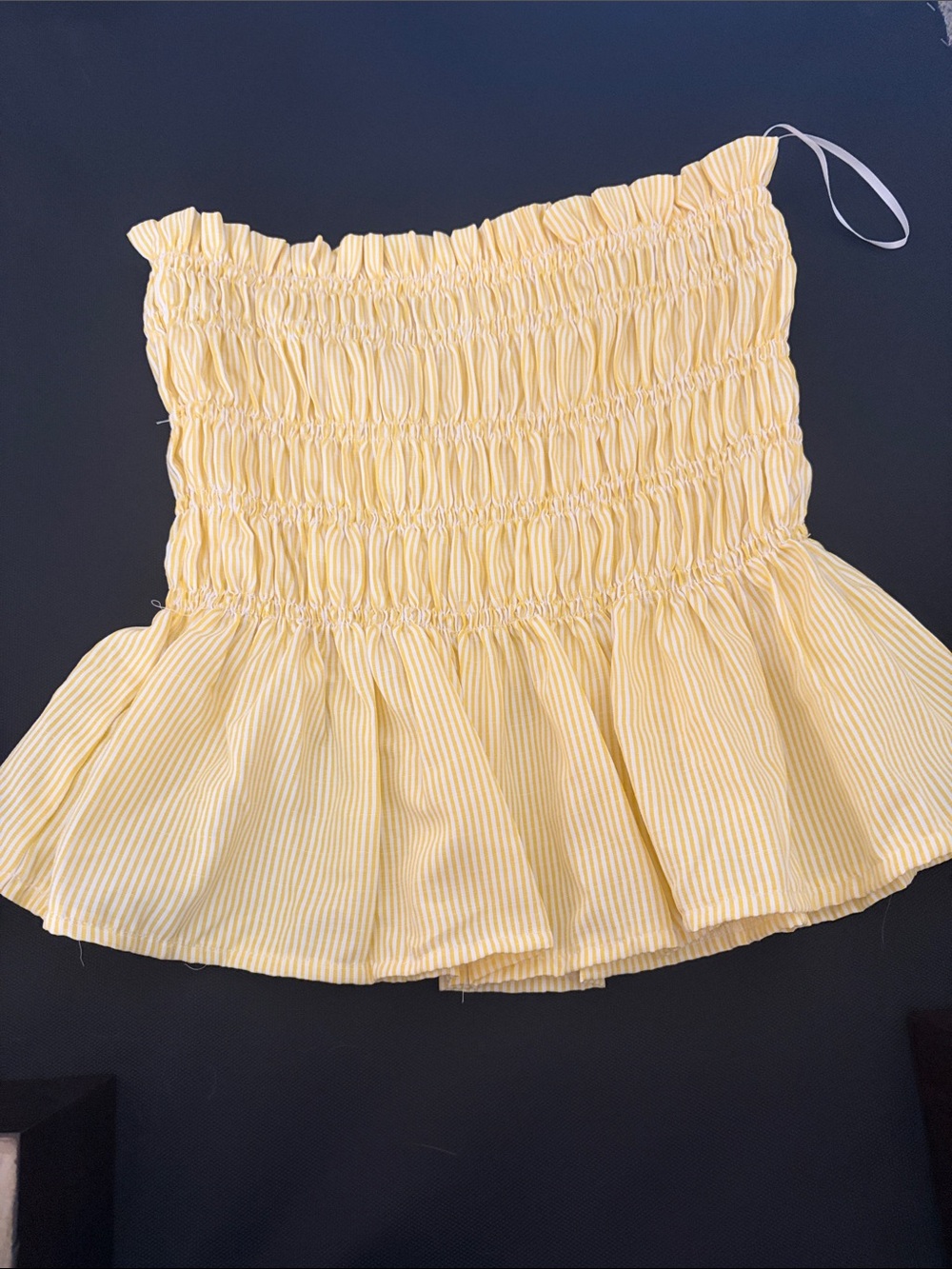 Girls Yellow Shirred Peplum Skirted Bottoms